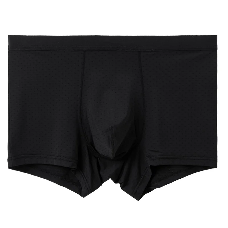 Mens Underwear Boxer Shorts Breathable Mesh Ice Silk Underpant Male Solid Elastic U Convex Pouch Panites Cueca Ropa Interior Hom