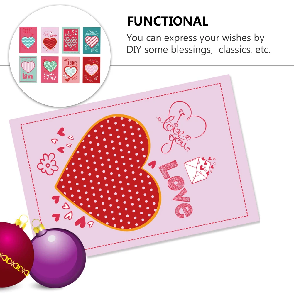 

8Pcs Heart-Shaped Valentine's Day Greeting Cards DIY Blessing Cards Holiday Postcards for Party Gift Greeting Card