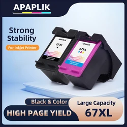 APAPLIK Remanufactured Ink Cartridge Replacement for HP 67 67XL for DeskJet 2732 2755 6052 6058 6075 4152 4155 4158 Printer
