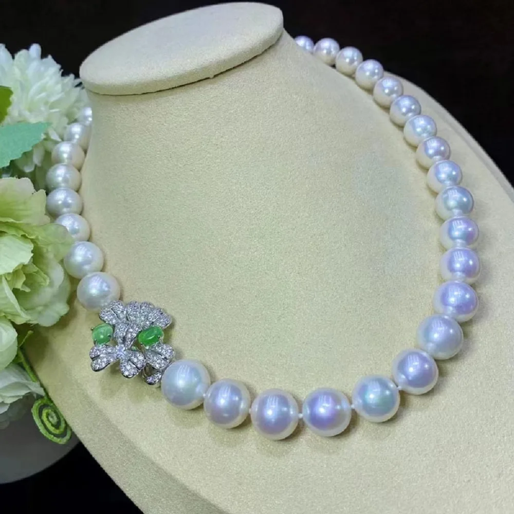 

Large grained pearl necklace AAAA12-13mm natural Japanese pearl necklace 18inch/925s