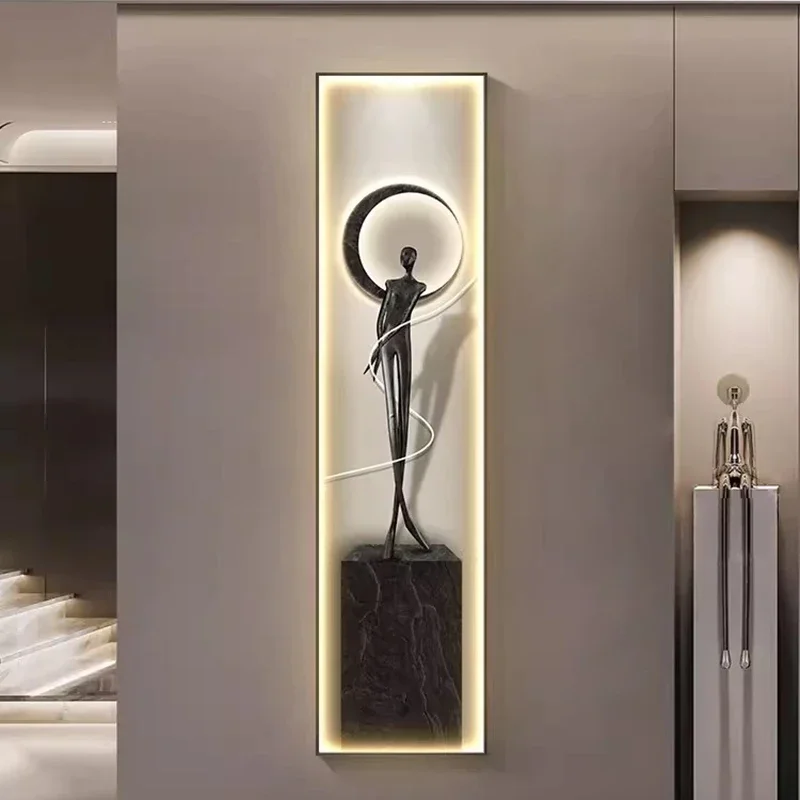 Imagem -02 - Modern Luxury Entrance Decoração Pintura Figura Abstrata Corredor Pendurado Pintura Modelo Quarto Mural Sentido Avançado