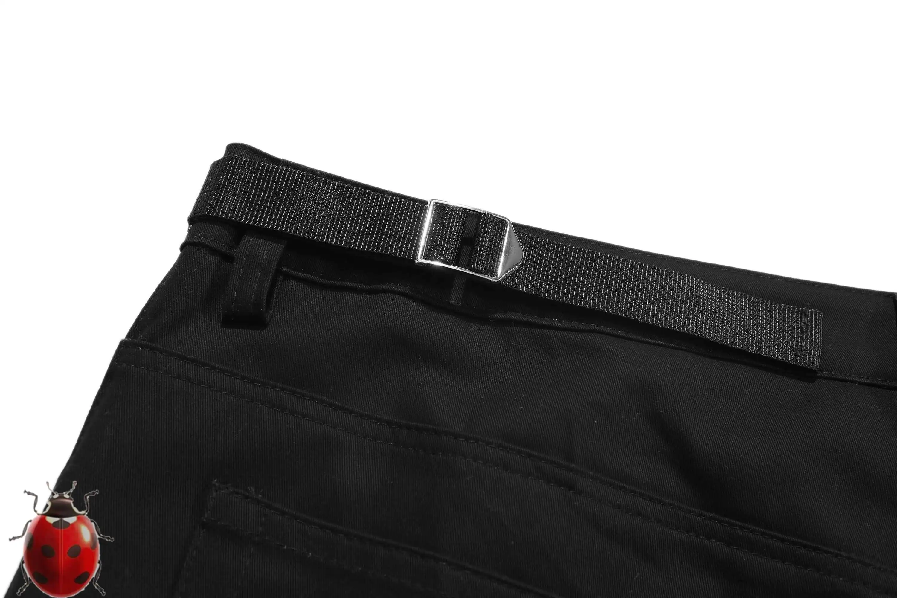 Vujade Pantalones con bolsillos Pantalones con cremallera y botones de metal Hombres Mujeres Negro Calle Casual Cintura Micro Pantalones acampanados