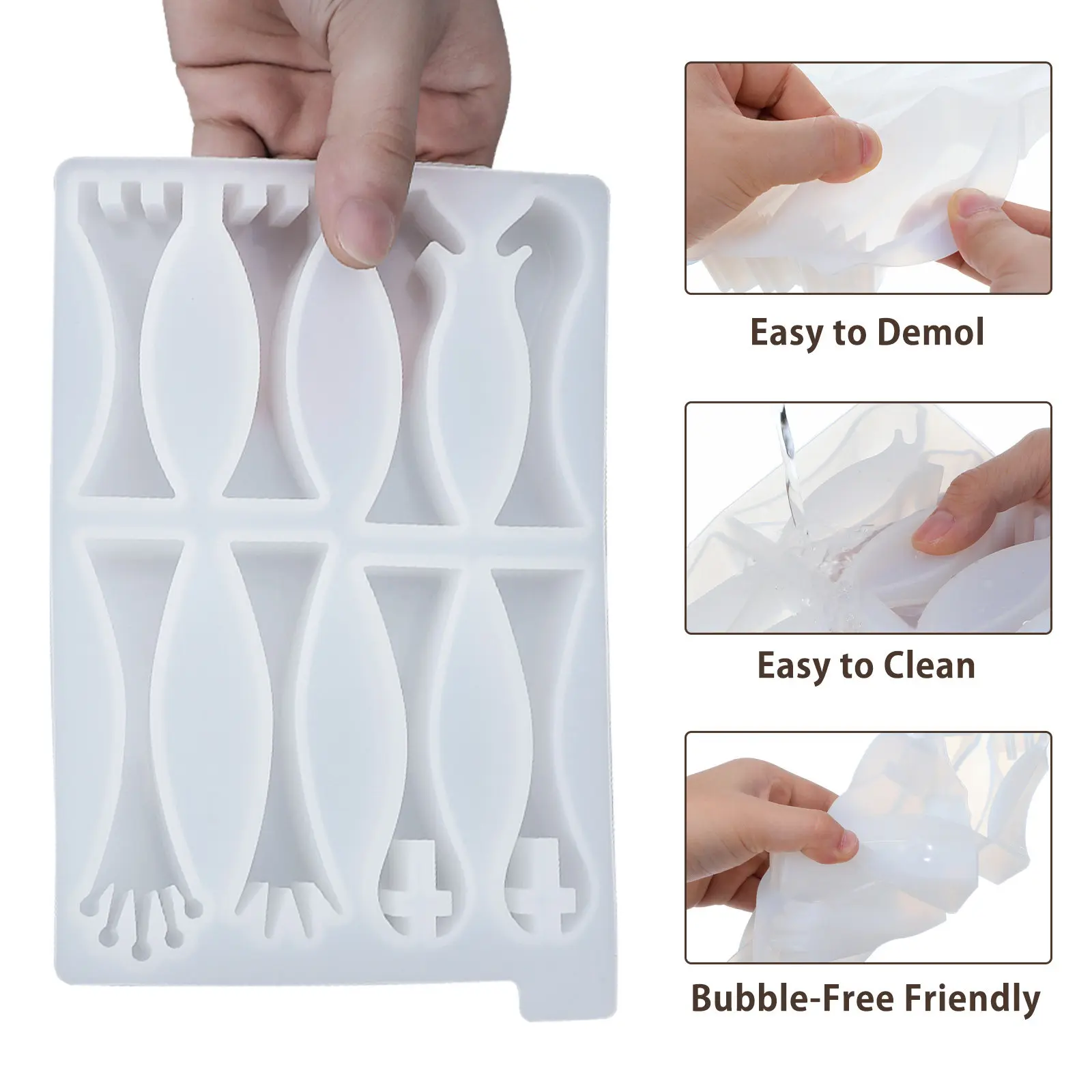 2Pcs Smooth Surface Chess Pieces Moulds Silicone Material for DIY Resin Casting Family Activity Reusable Epoxy view 3