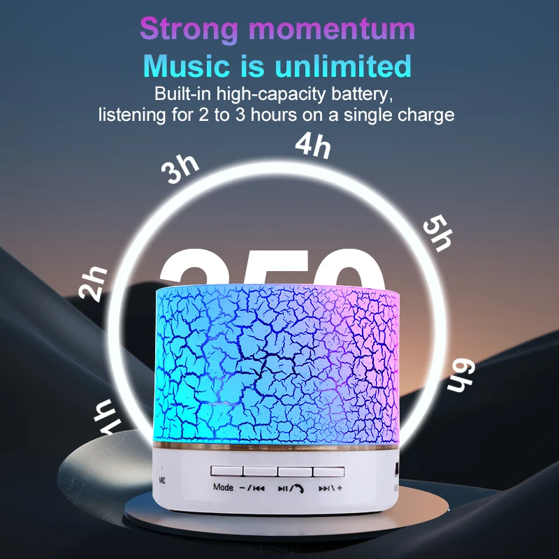 Wireless Mini Speaker Wireless Speaker Multicolour LED TF Card USB Subwoofer Portable Ambient Speaker Holiday Gift