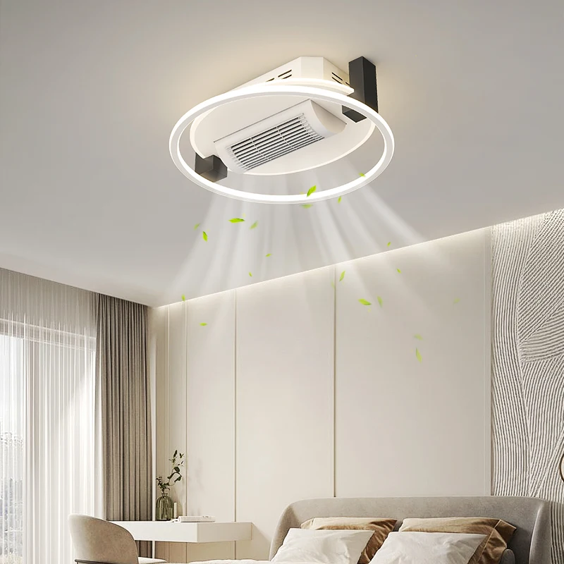 Moderner intelligenter LED-Deckenventilator mit Licht, Schlafzimmer, Wohnzimmer, Dekoration, Heimfernbedienung, unsichtbarer blattloser Ventilator,