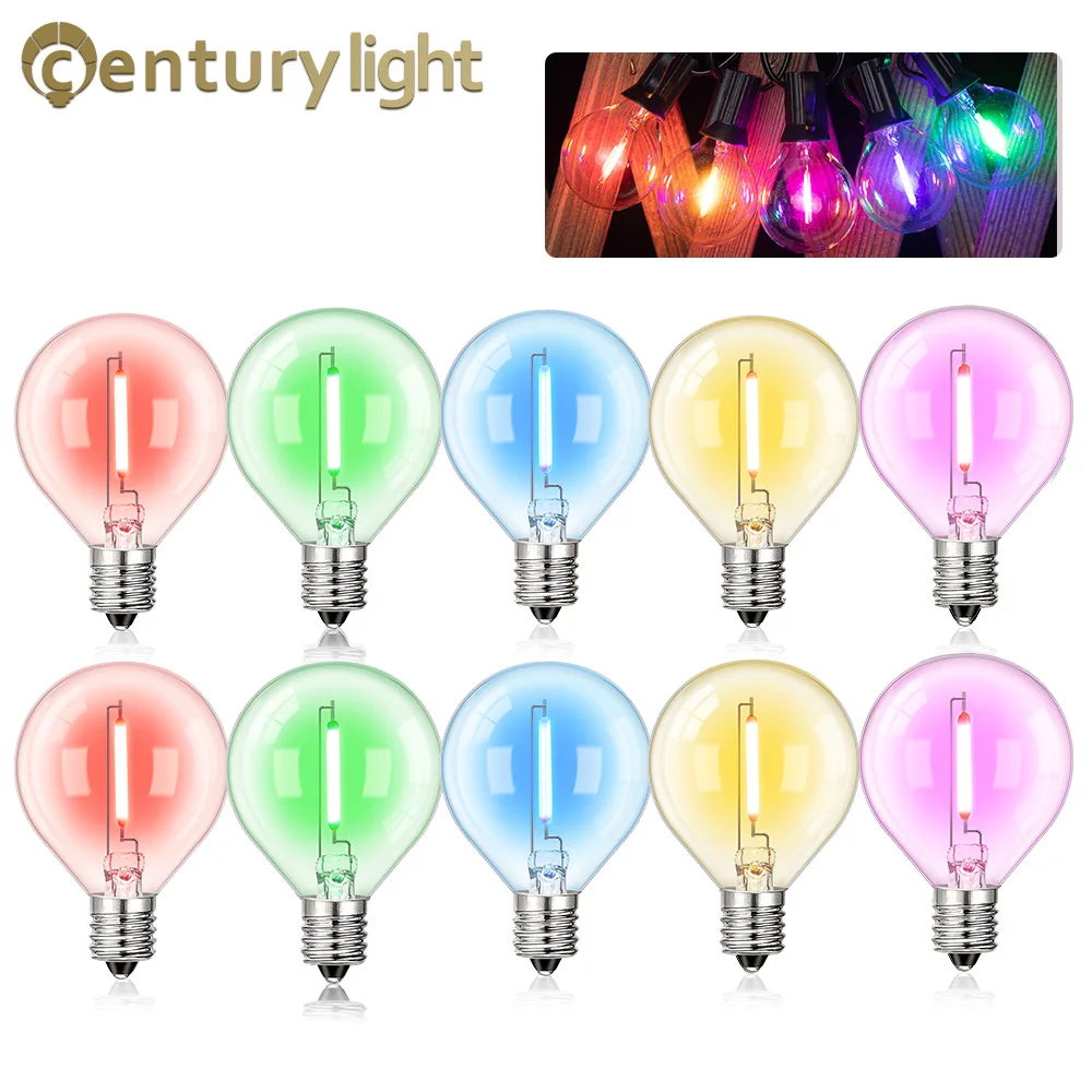 Multicolor Led Replacement Bulb G40 Colored Filament Bulb 1W E12 RGB Globe Mini Ball Lamp For String Light Christmas Party Decor