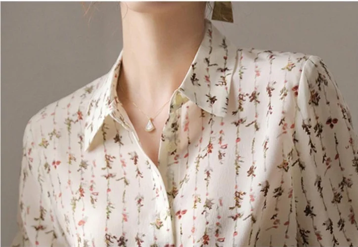 Spring and Summer New Light Luxury Printed Shirt Temperament Casual Long Sleeved Shirt Top Women's Commuting Style Shirt