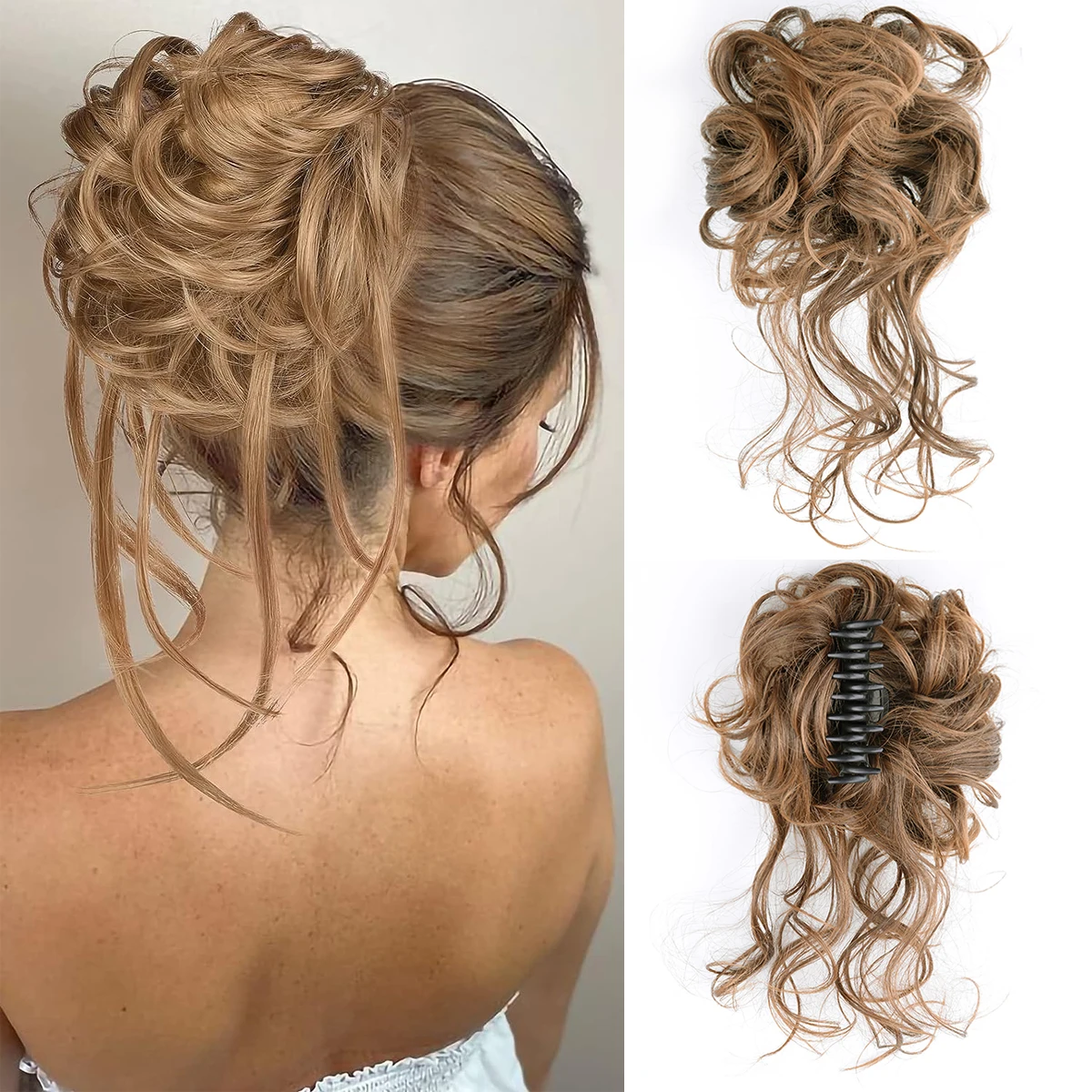 Chorliss Synthetic Claw Chignon Women Curly Messy Curly Fluffy Hair Bun Clip In Ponytail Extensions Natural False Hairpieces