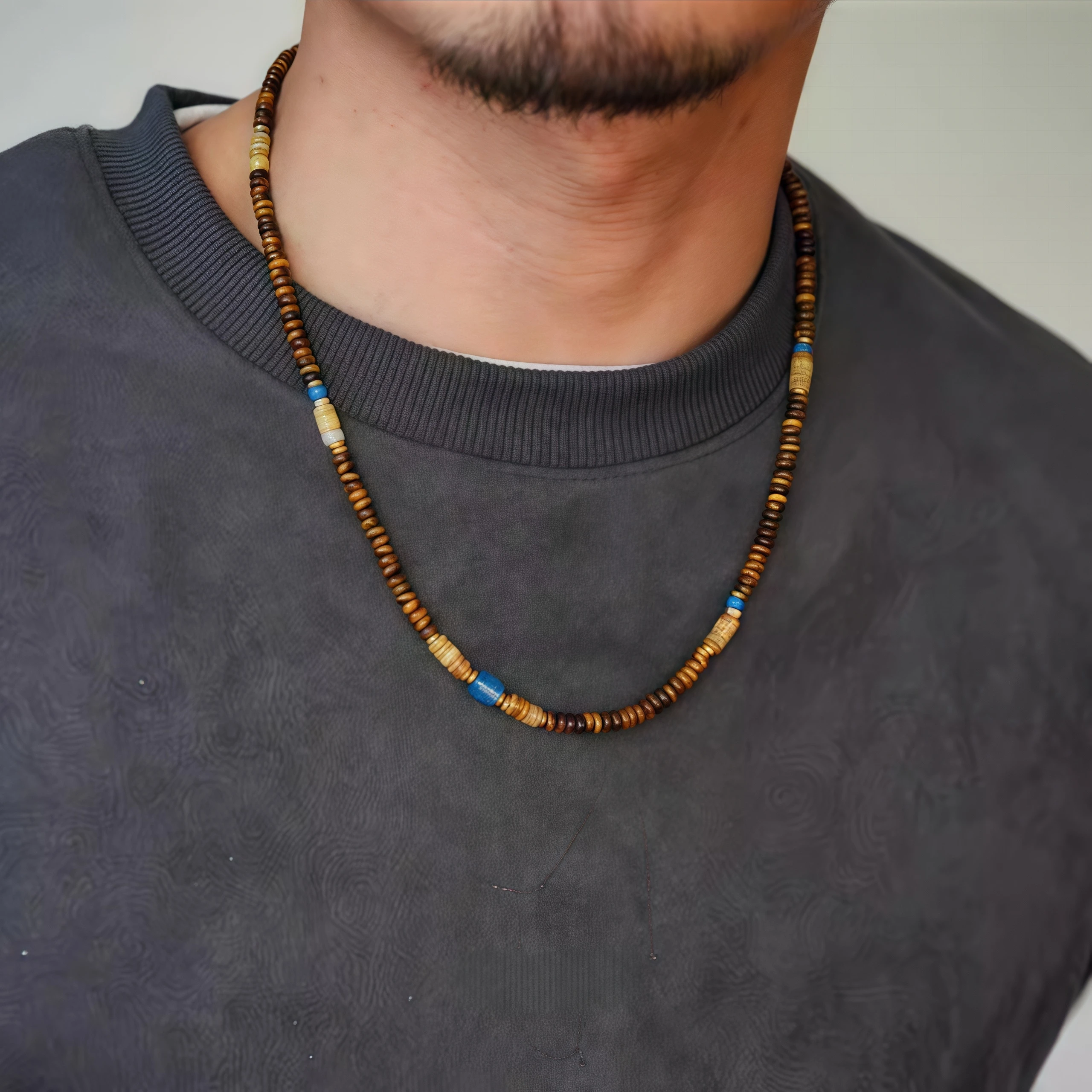 جديد البوهيمي الرجال مطرز قلادة النمر الحجر الطبيعي شل حجر موضة الاتجاه تصميم الحد الأدنى قلادة هدية تذكارية