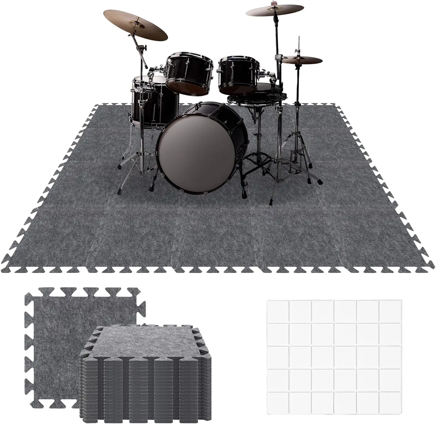 

Набор из 20 высокоплотных звукоизоляционных войлочных матов, противоскользящие акустические панели-пазлы с защитой от вибрации, серые