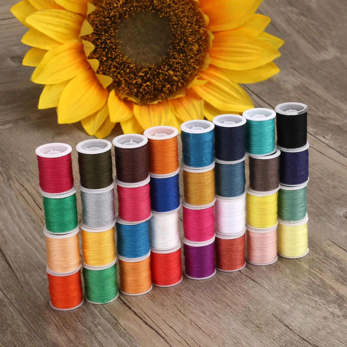 

100Pcs Sewing Machine Needlework Box Essential Tools Kit Random Color Includes Thread Spools Bobbins Needles Tape Scissors