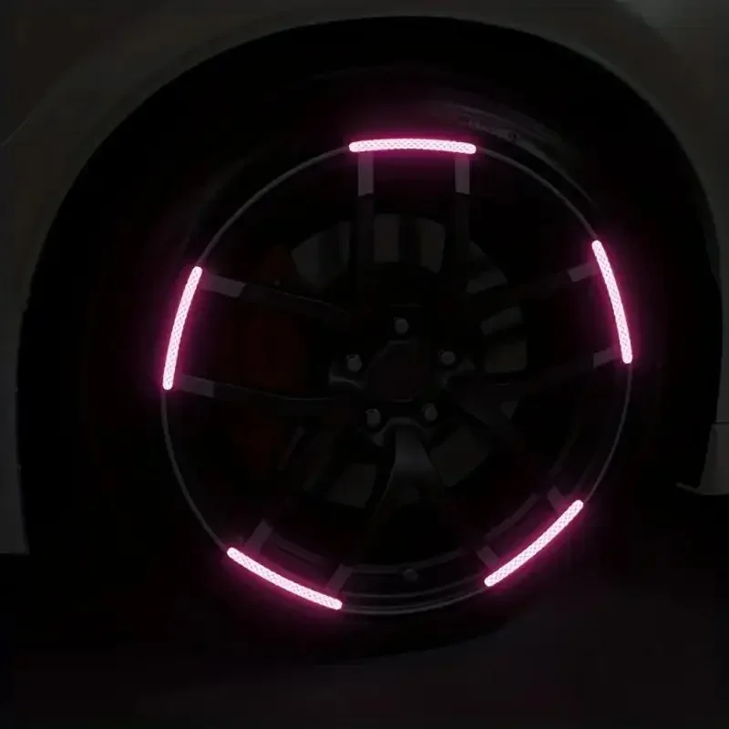 20 قطعة من إطارات السيارات، محاور العجلات، ملصقات عاكسة، متوهجة ملونة، ملصقات وردية ملونة، ديكورات السيارة #4