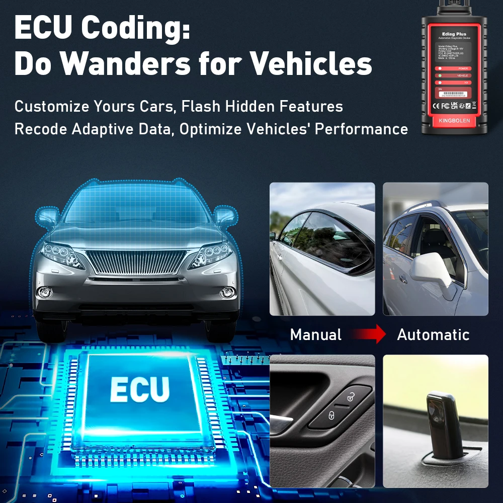 KINGBOLEN Ediag Plus Bluetooth-Scanner, bidirektionales OBD2-Diagnosetool für alle Systeme, kompatibel mit iOS & Android, mit ECU-Codierung. – Detail 9