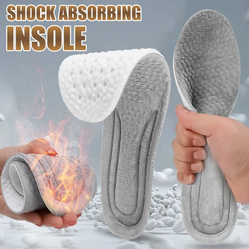 Thicken Winter Plush Insoles Shock-absorbent Breathable Chill-proof Warm Fashion Women Men Absorbent Self Heated Insoles