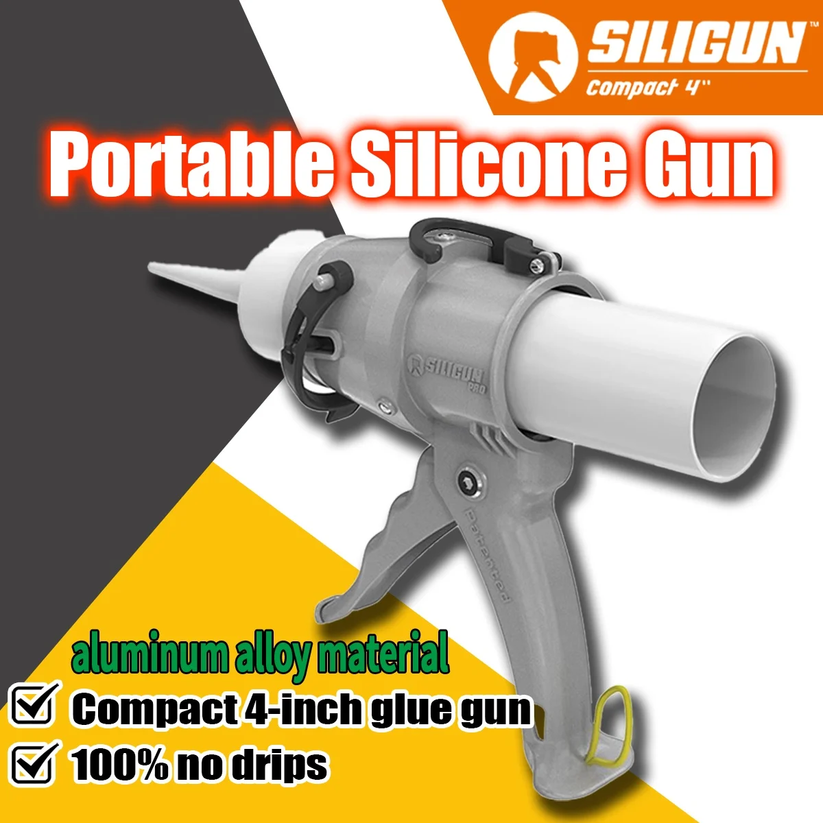 Enhanced version American Siligun compact glass glue gun - a short, self-sealing, high-thrust, drip-proof caulking tool