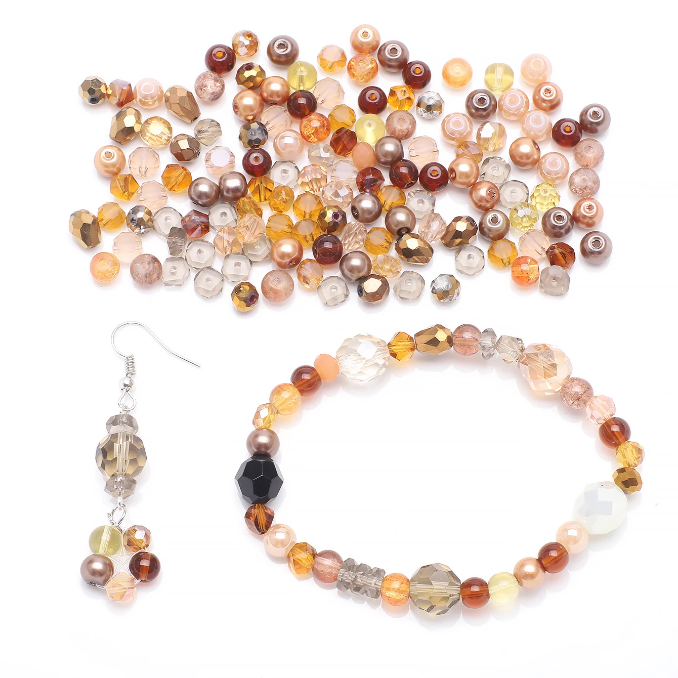100Pcs/Lot 6mm Mixed Faceted Glass  Round Loose Spacer Beads Crystal Glass Pearl Crafts for Jewelry Making DIY Bracelet Earings