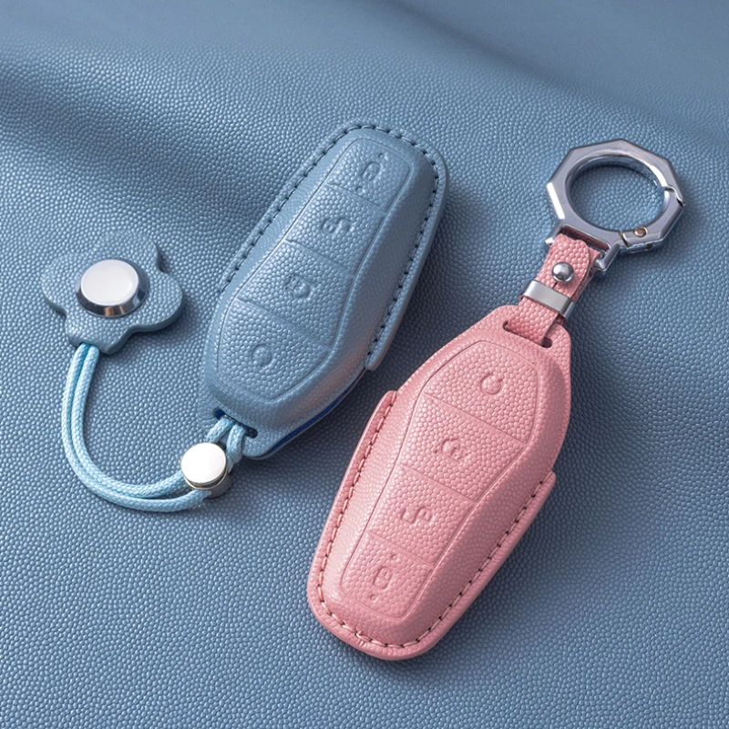 

Suitable for BYD E2 CHAZOR05 Granvia07 Leather Car Remote Key Case Cover Anti Scratch and Wear-resistant