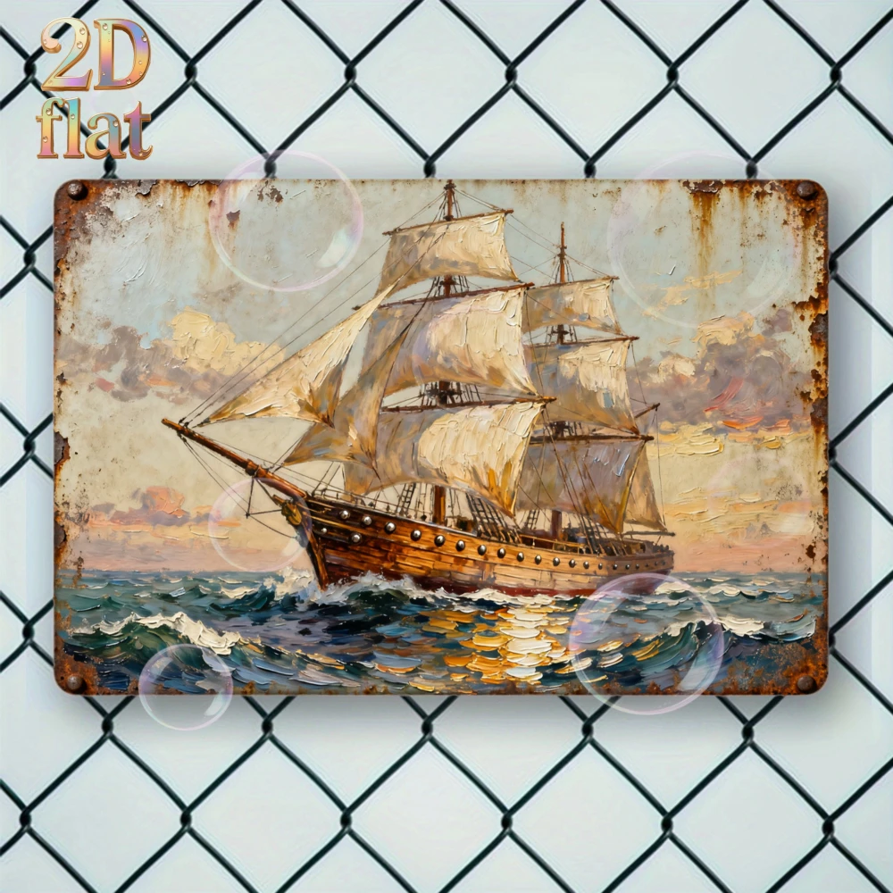 2D flat, Retro metal decorative painting , 8x12 inches ,Home decoration, Christmas atmosphere,daily gifts,  Suitable for bars