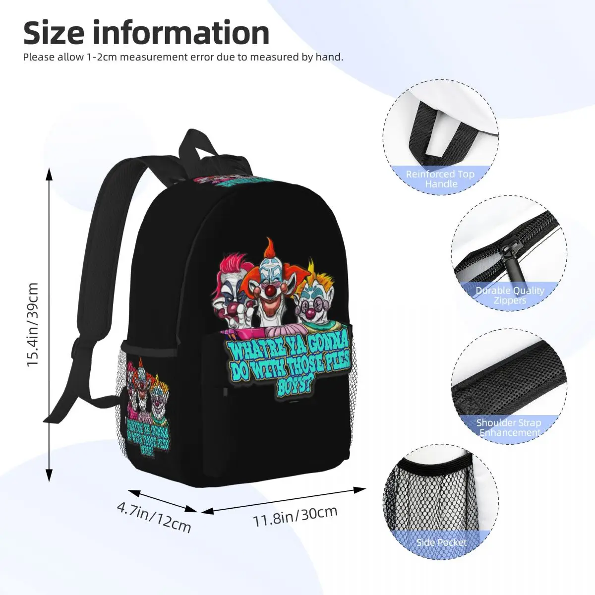Killer Klowns From Outer Space Backpack Student BookBag Children School Bag Computer Shoulder Bags for Men Women