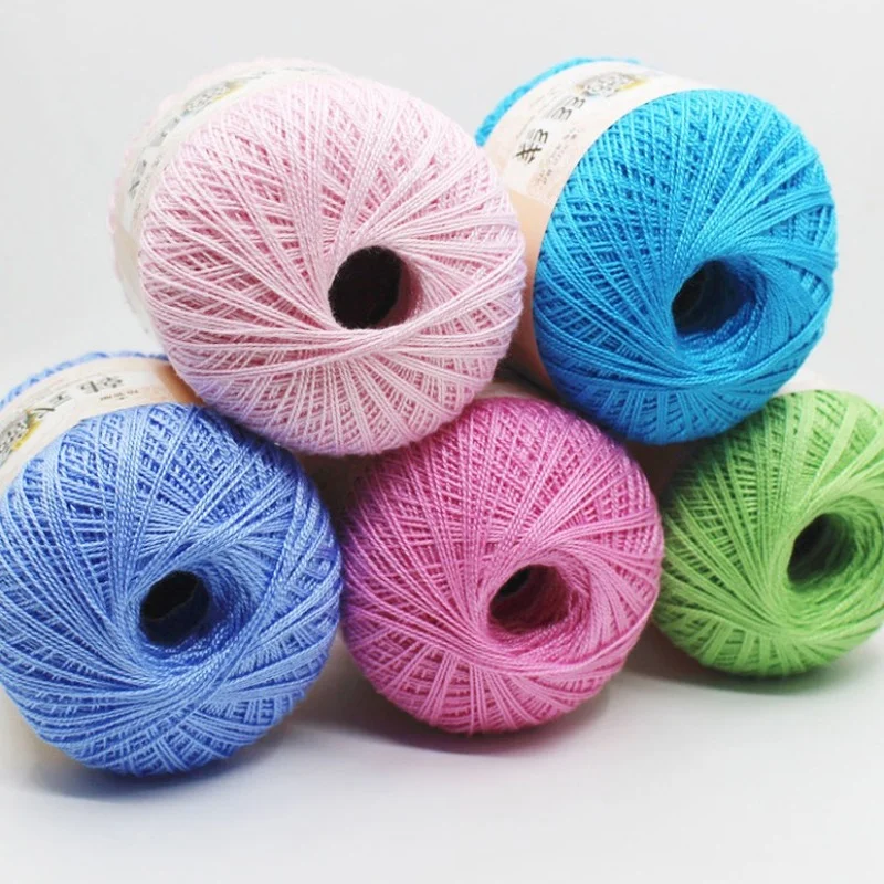 50g /roll 0.8mm Pearl Lace Thread Pure Cotton Crochet Summer Handmade DIY Thread Knitted Machine Woven Sewing Accessories Wool