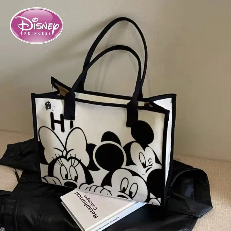 

Disney New Minnie Cute Casual Large Capacity Tote Bag Commuter Canvas Bag Graffiti One-Shoulder Hand Tote Bag