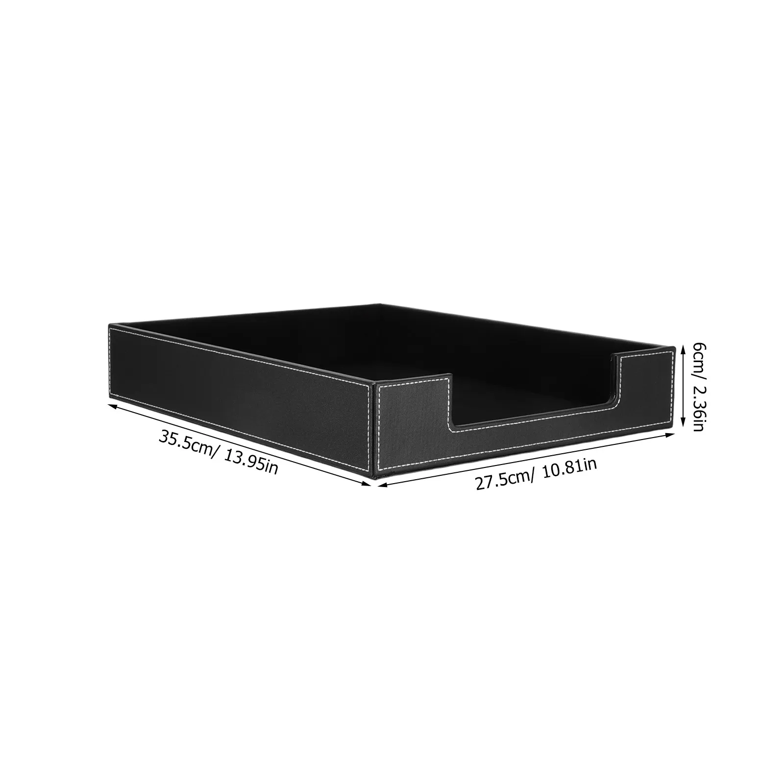 Black PU Stackable Desktop File Organizer Tray Desktop Document Letter Paper File Tray Organizer for Office Desk