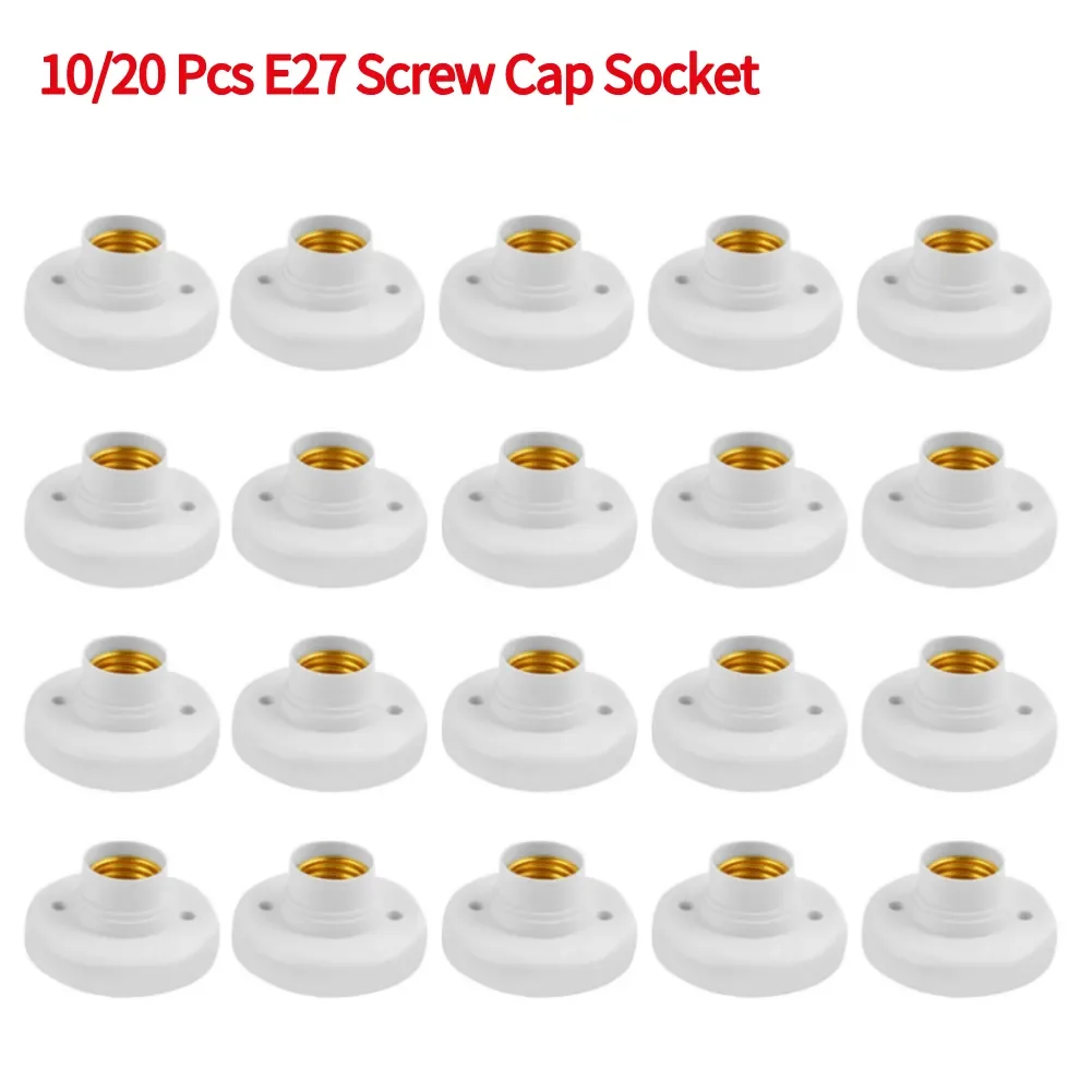 10/20 Pcs/lot E27 Screw Cap Socket White/Black Ceiling Light Lamp Bulb Fixing Base Stand Light Bulb Holder E27 Light Accessories