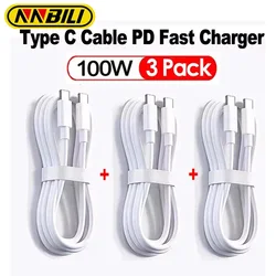 NNBILI PD100W 10A Type C Cables USB C To USB Type C Quick Charging For Samsung Huawei Data Cord For iPhone 15 Plus Pro Max TypeC