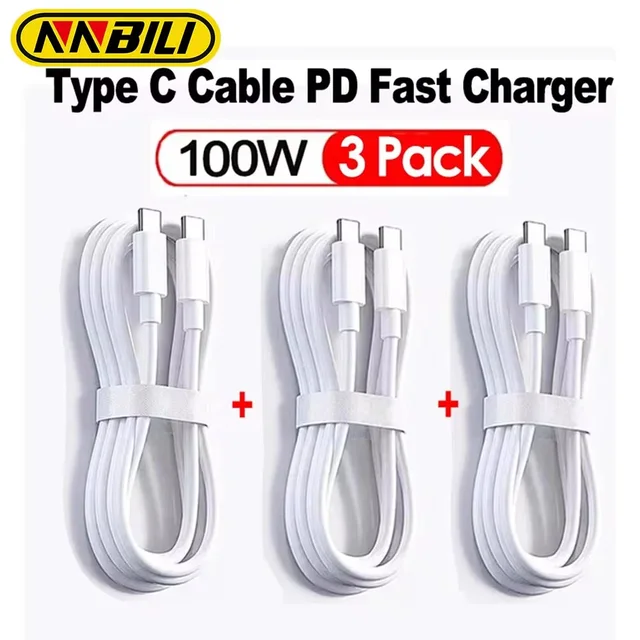 NNBILI PD100W 10A Kable typu C USB C do USB typu C Szybkie ładowanie do Samsung Huawei Przewód danych do iPhone 15 Plus Pro Max TypeC