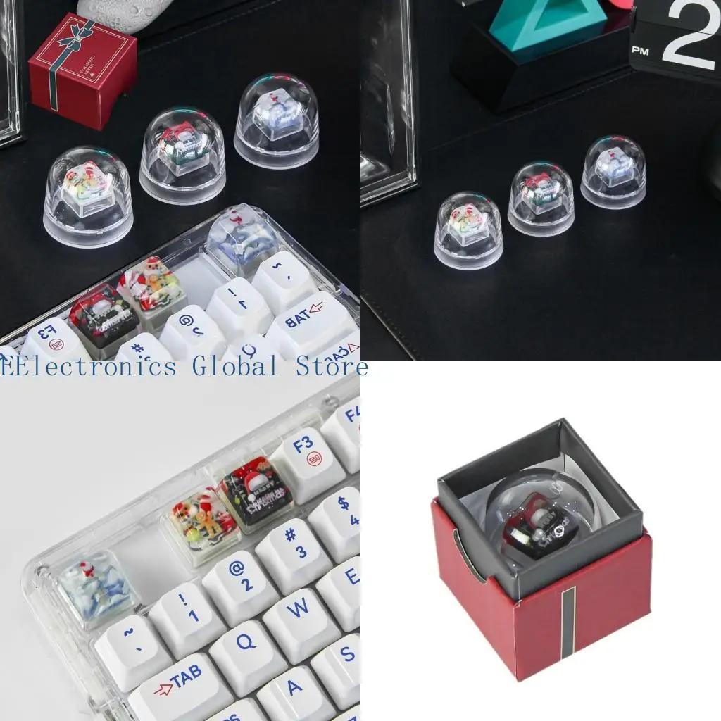 

462B Unique Handmade Resin Keycap Transparent for Mechanical Keyboard DIY Supplemented Keycap Christmas Gift