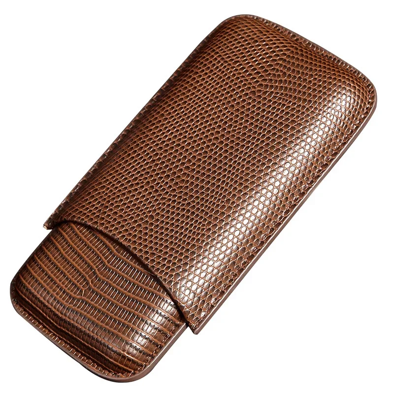 

Travel Cigar Case Brown Leather Portable Cigarrate Box Cigar Holster Humidor Holder Load 3 Pcs Cigar Tube Somking Accessories