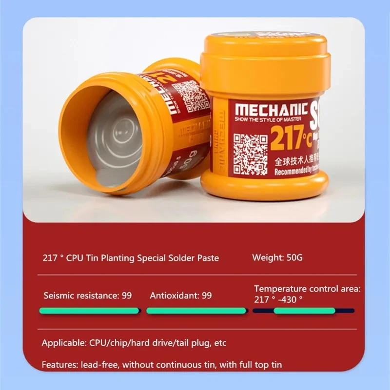 MECHANIC Original Solder Tin Paste 138℃/158℃/183℃/217℃ Melting Point Welding Flux PCB BGA CPU LED Rework Soldering Flux Cream