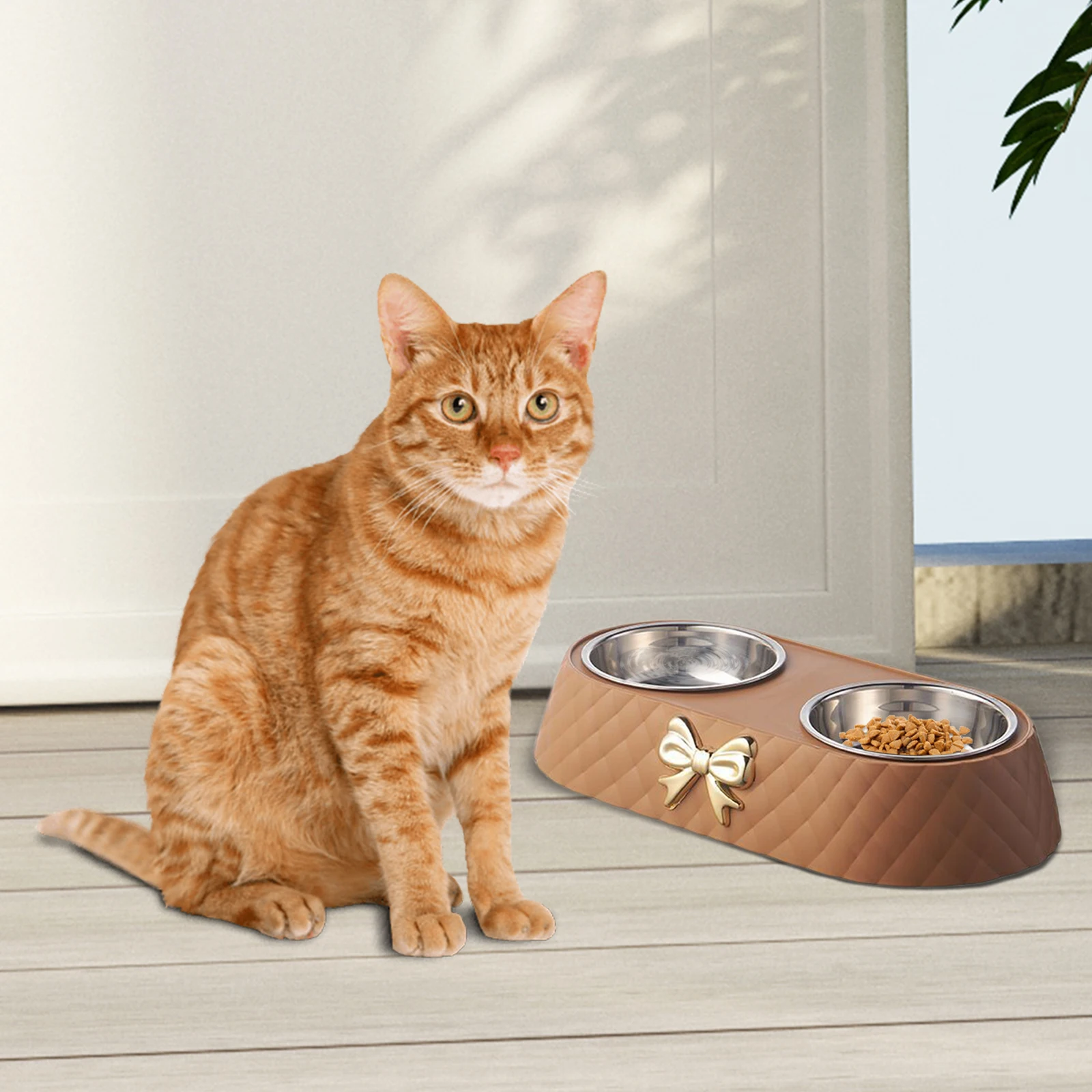 Dog Cat Double Bowls Stainless Steel Pet Bowls Removeable Easy to Clean for Pet\'s daily diet Pets Accessories