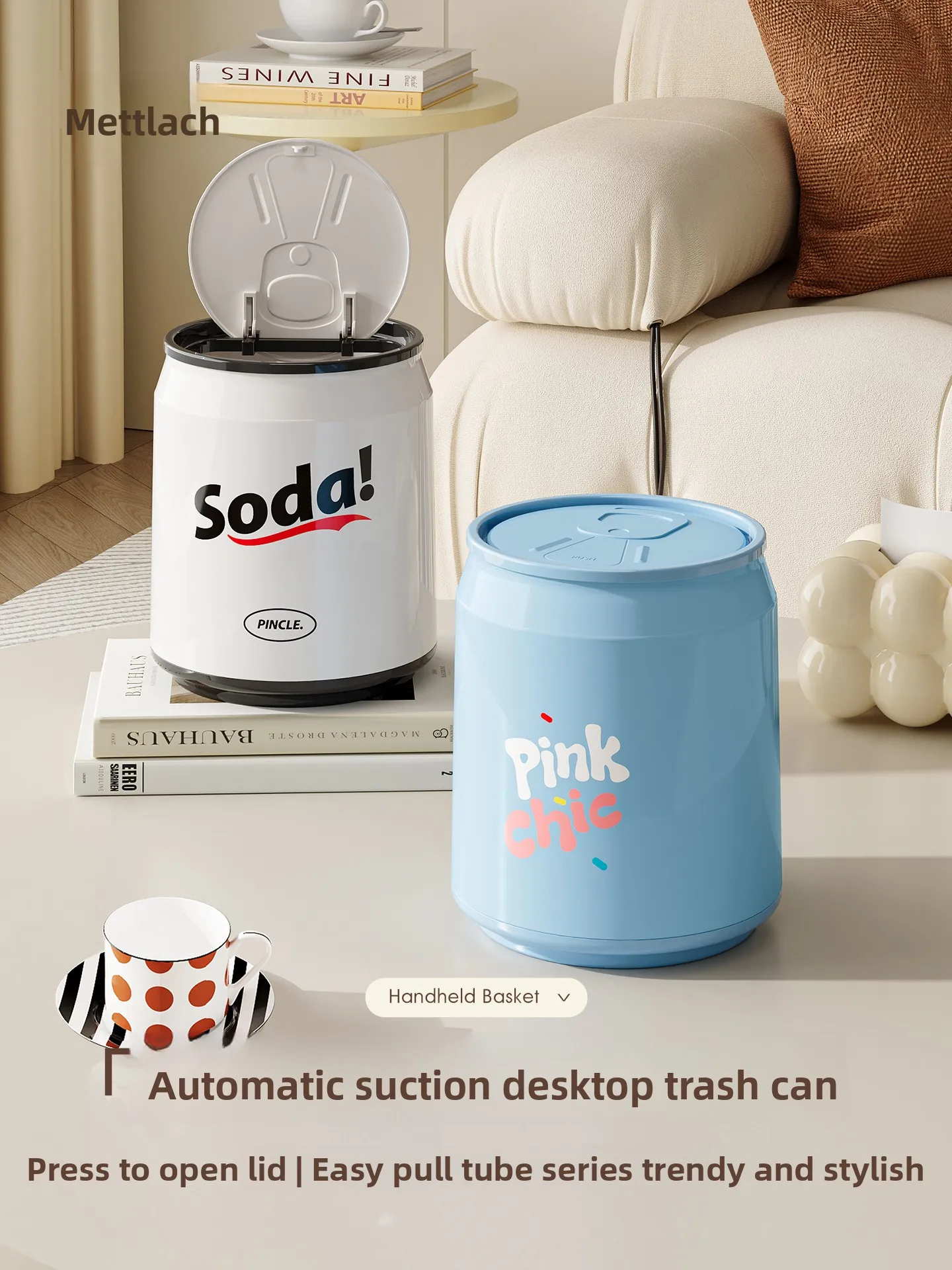  Desktop Trash Can Household New 2026 Press Type Bedroom Table Top Storage Bucket High Aesthetic Value with Lid Easy Pull...