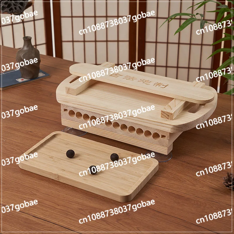 Artefato de madeira para pilulagem, ferramenta de produção, pilula de medicina tradicional chinesa, placa para esfregar comprimidos