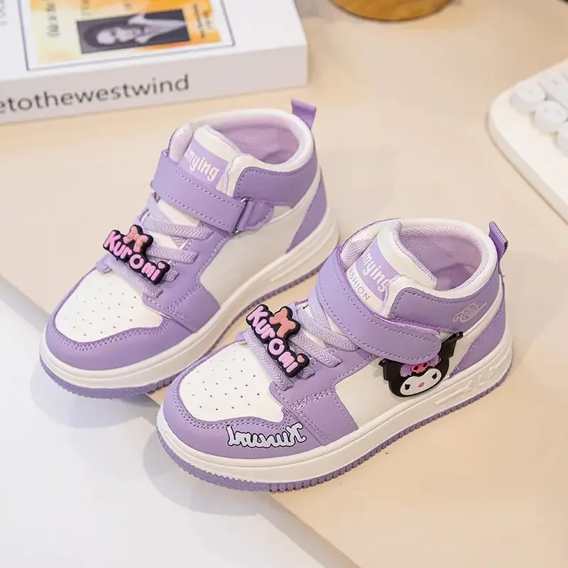 Süße süße Kuromi Anime High Top Freizeitschuhe Frühling Herbst Sanrio Ins Kawaii Cartoon Leder Sneakers schöne Geschenke für Mädchen