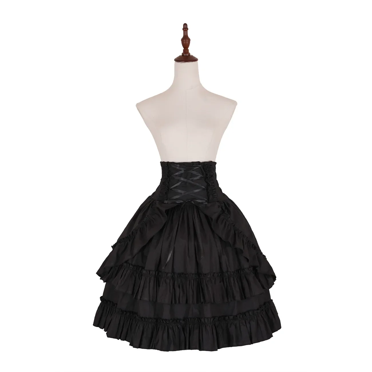 

NONSAR Lolita Summer Sweet Black Long Skirt Women Japanese Patchwork Sexy Ruffles Bandage High Waist Slimming A-line Cake Skirt