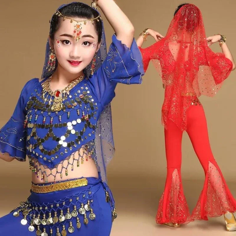 

Girl Oriental Indin Dress Kids Belly Dance Costumes Set Bollywood Indian Dancing Clothes Indian Cloth Set Performance Wear