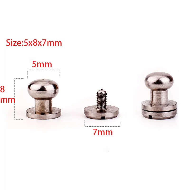 10pcs Solid Stainless Steel Sam Brown Browne Button Screw Back Round Head Ball Post Studs Nail Rivets Leather Craft Accessory