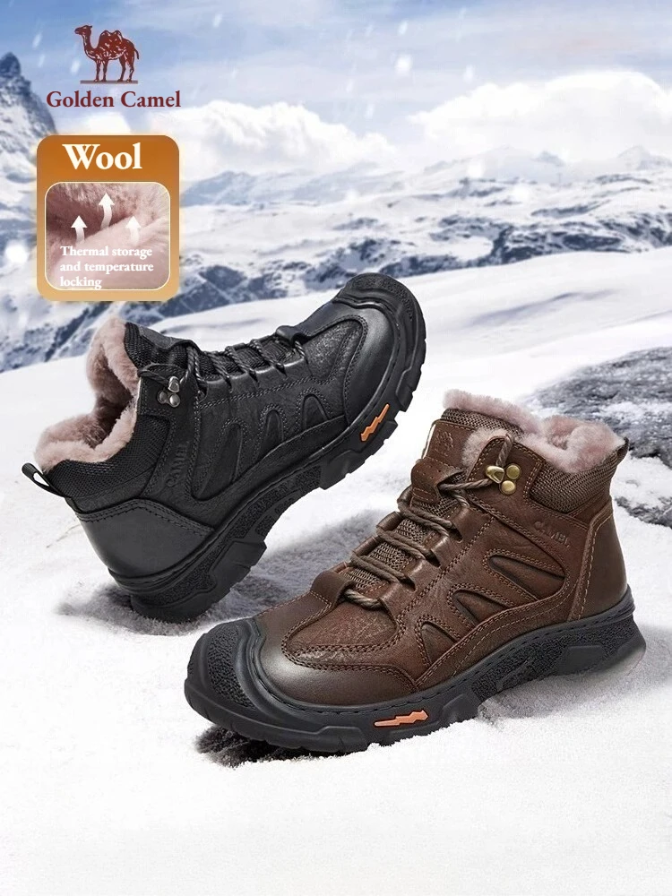 

Зимние мужские высокие ботинки Golden Camel с мехом и плюшем, на толстой нескользящей подошве, с амортизацией, для скалолазания и походов, снегоступы 2026