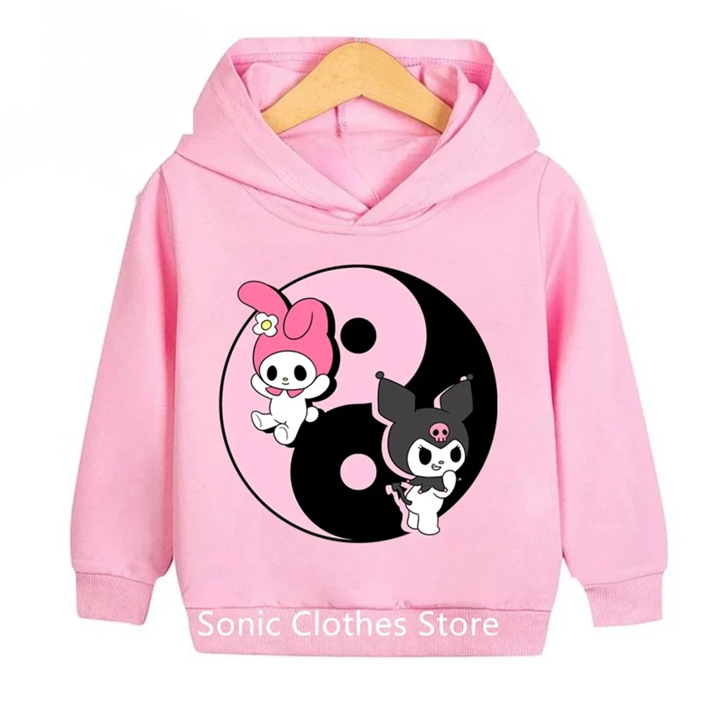 2024 New Kawaii Kuromi Hoodie Kids Clothes Girls Clothing Fashion Baby Boys Clothes Autumn Warm Sweatshirt Children Tops Hot