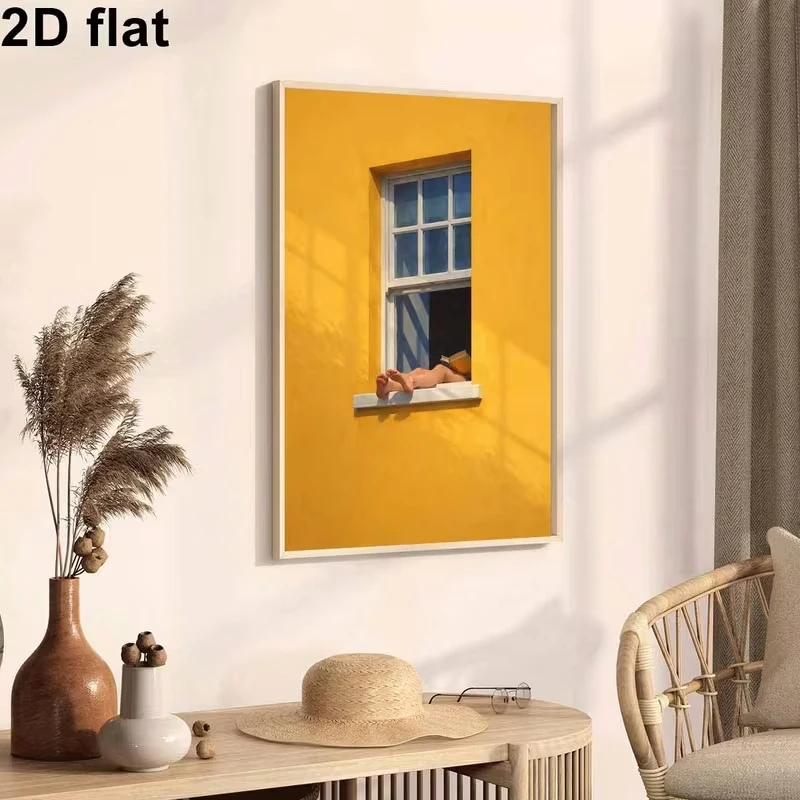 Modern Relaxing Summer Reading By Window With Yellow Wall Art Print Canvas Painting Poster Picture For Bedroom Home Decor image 3