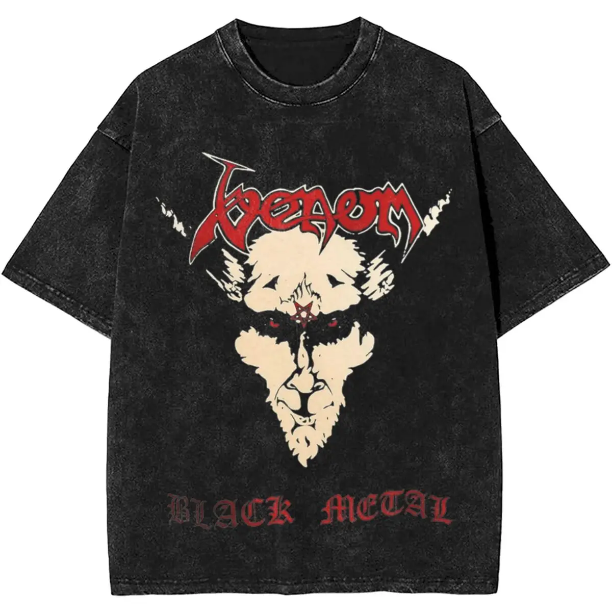 Hip Hop Black Metal Venom Outfit Shirt Washed Style for Men Women T-Shirts Vintage Top Tee Shirt Streetwear