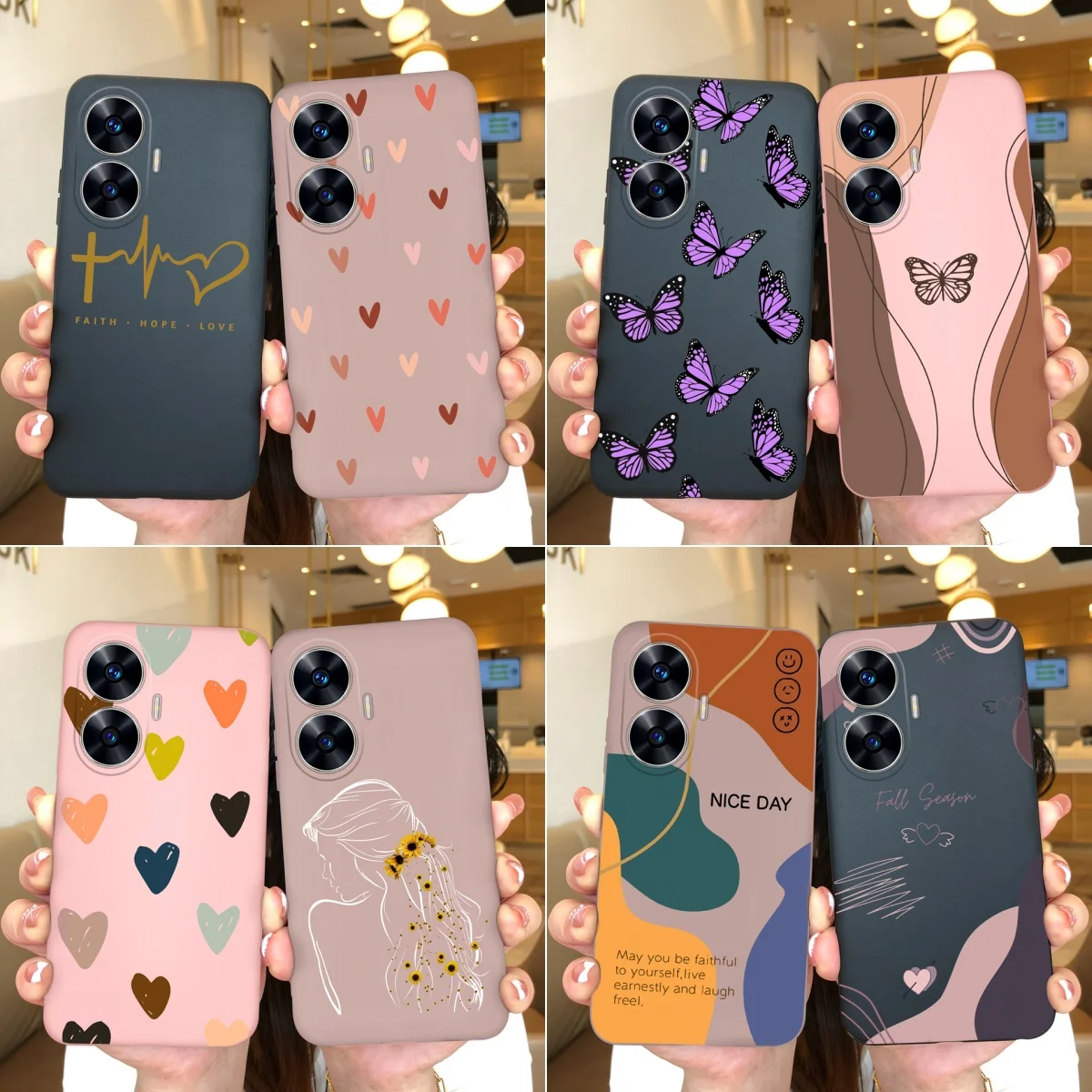 Coque For OPPO Realme C55 C35 C33 C31 Love Heart Phone Cover Soft Silicone Anti Fingerprint Case For RealmeC31 C 35 Fundas Capa