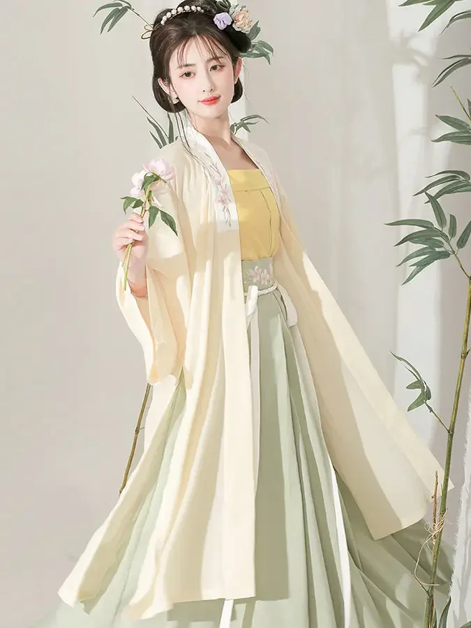 

Chinese Hanfu Dress 3PCS Set Flowing Maxi Dress Chinese Ancient Women Embroidery Dress Costume Halloween Role Play Clothing