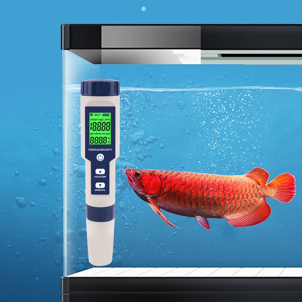 5 in 1 Water Quality Detector Digital Water Quality Monitor Tester Portable Pen Water Quality Detector for Aquariums Pools Spa