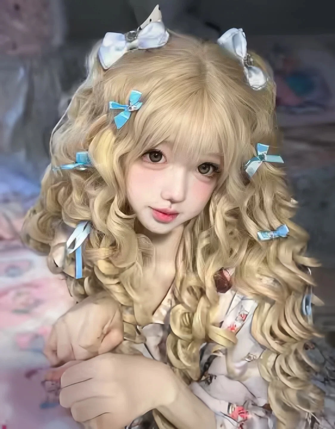 

Парик Лолита - Бело-золотистый, с римскими локонами, кукольный, длинный, волнистый, полноразмерный, аниме-парик, для вечеринок, косплея, подарок на день рождения, памятный подарок