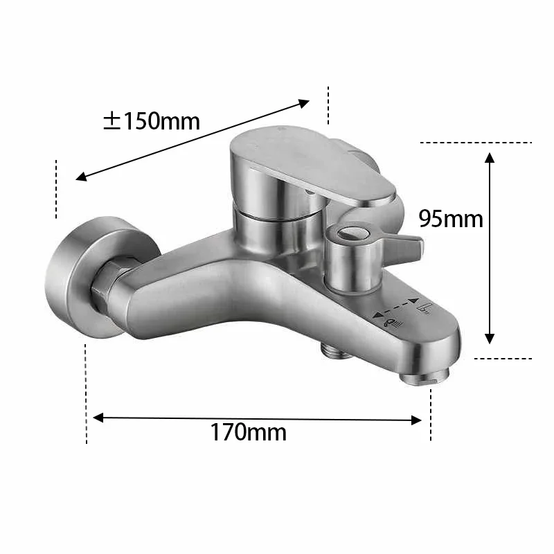 Stainless Steel Bathtub Faucet Multifunctional Shower Tap Triple Hot Cold Mixer Valve Nozzle Tap Wall Mount Bathroom Accessories
