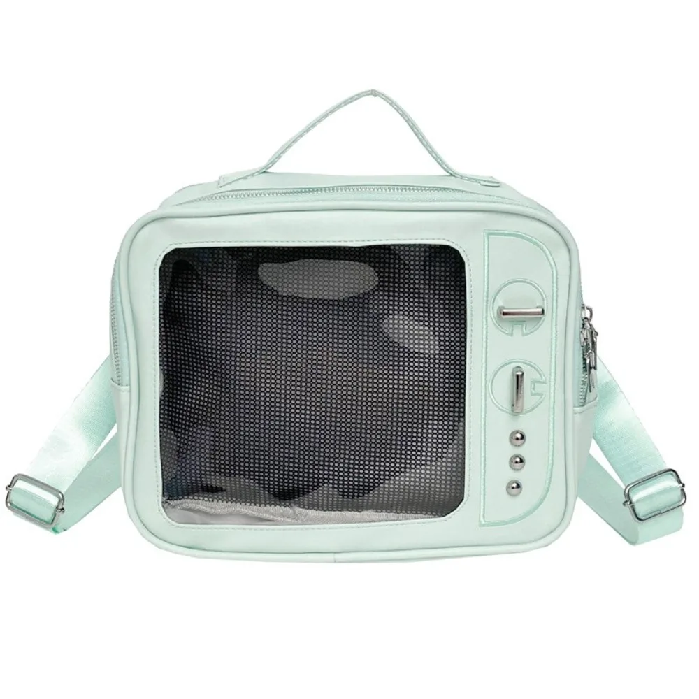 Cute PU TV Model Backpack Ulzzang Lightweight Transparent Layer Ita Bag Display Layer Crossbody Bag Shoulder Bag DIY