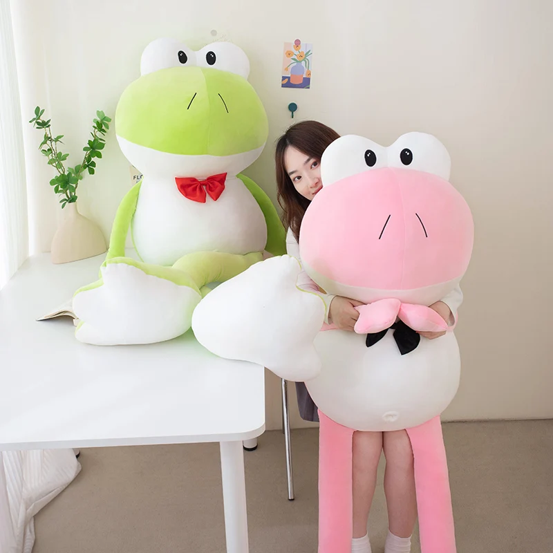 45-120cm Gaint Gentleman Frog Plush Doll Backpack Green Pink Tie Frog Plush Toy Pillow Super Soft Gift For Boys And Girls